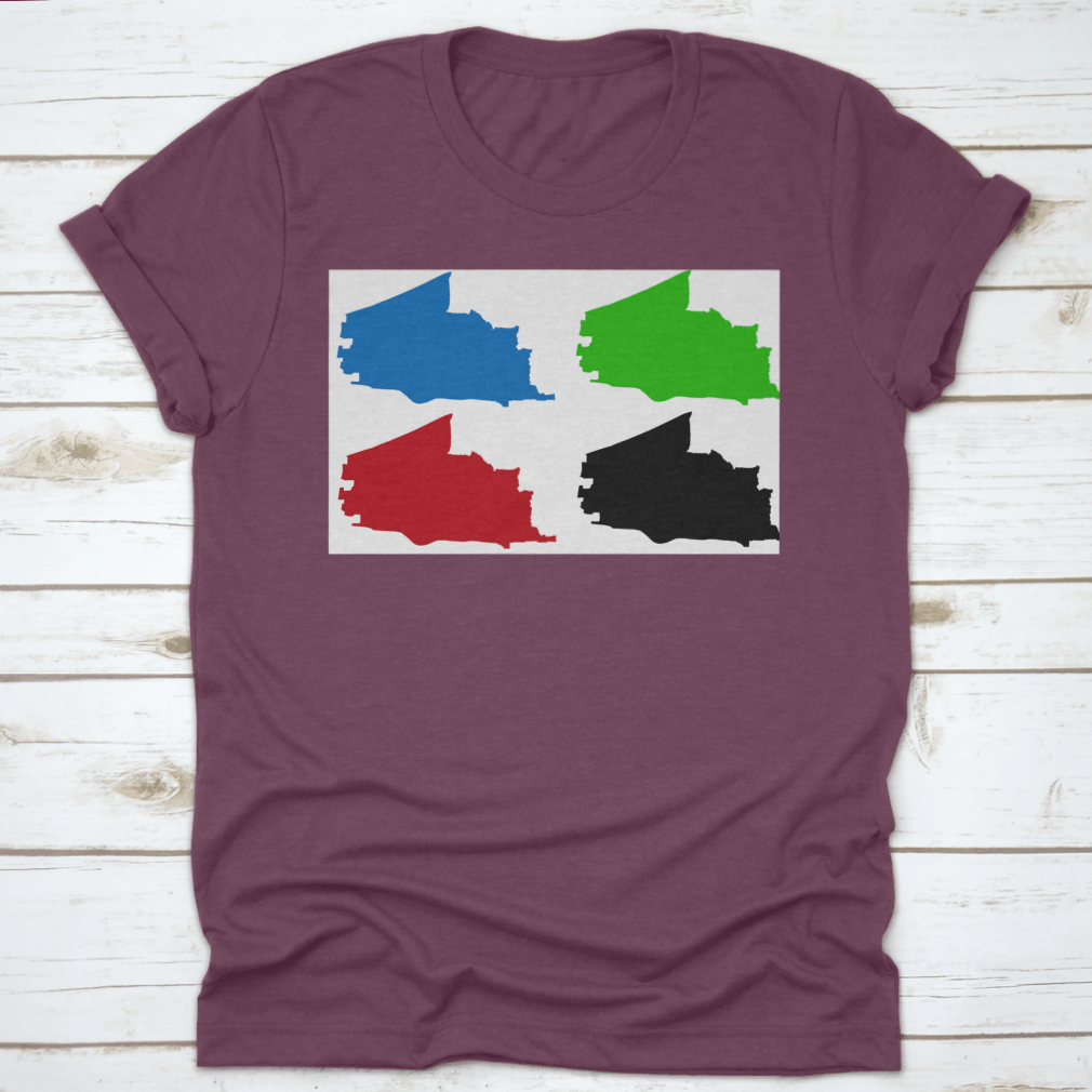 Plano City Map Silhouette T-shirt showcasing a stylish design representing Plano, Texas, made from high-quality cotton fabric.