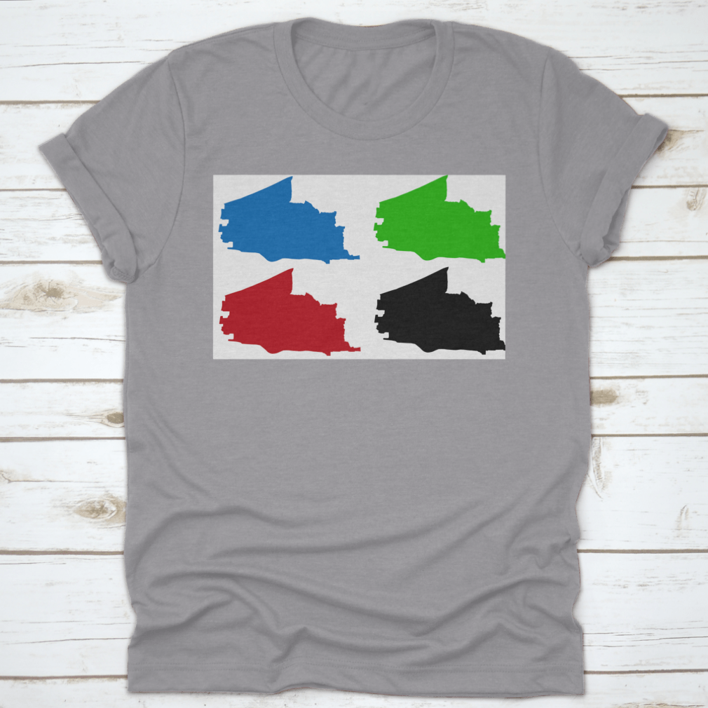 Plano City Map Silhouette T-shirt showcasing a stylish design representing Plano, Texas, made from high-quality cotton fabric.