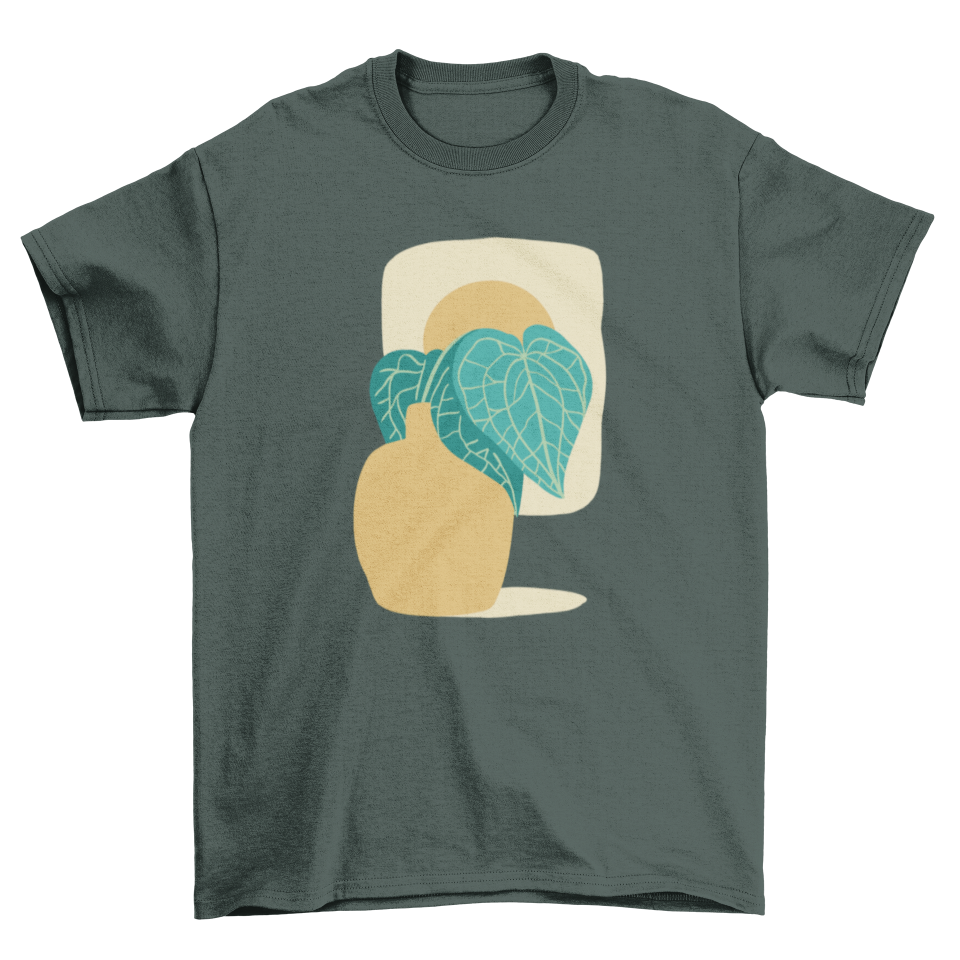 A stylish t-shirt featuring a colorful plant design in stroke style, perfect for nature lovers.
