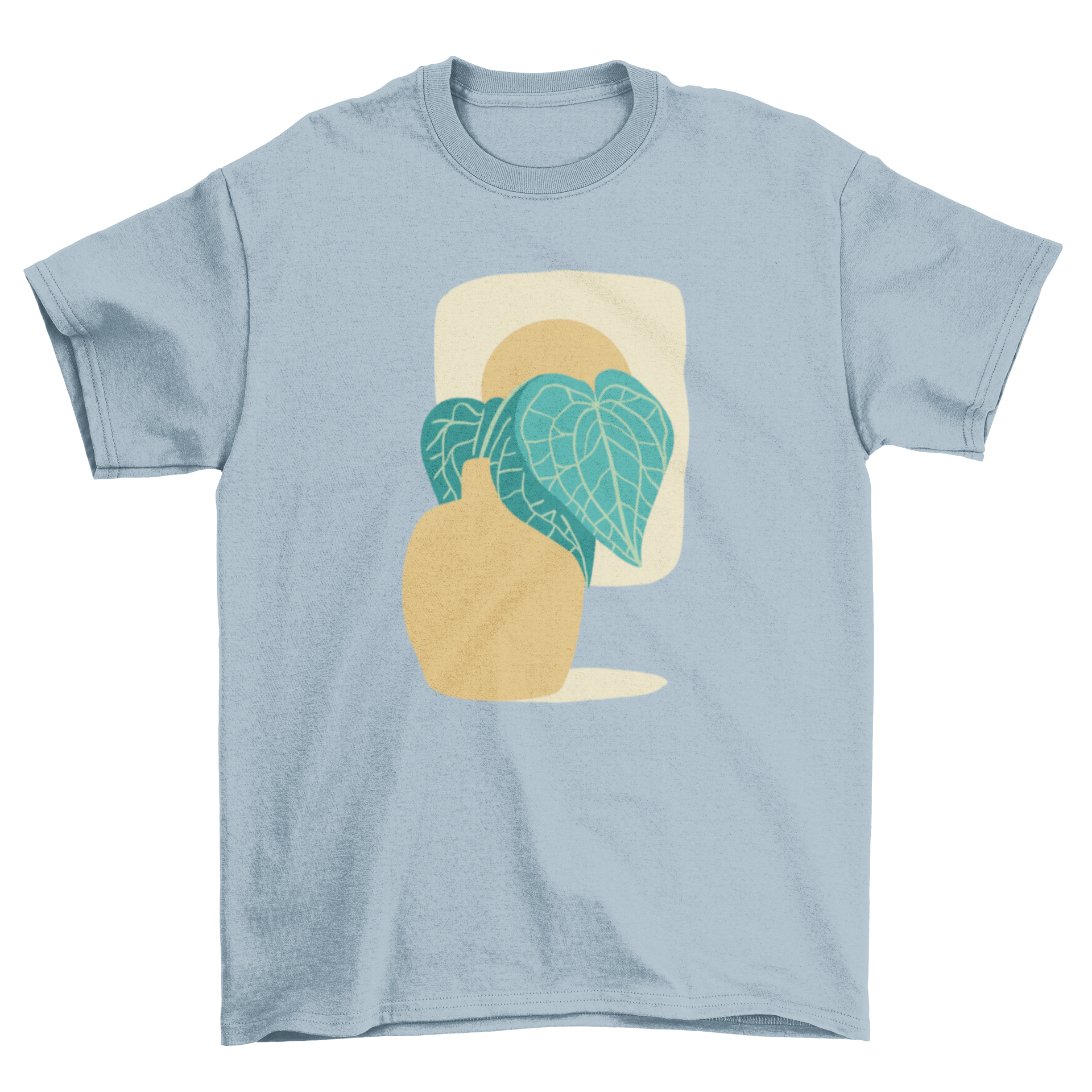 A stylish t-shirt featuring a colorful plant design in stroke style, perfect for nature lovers.