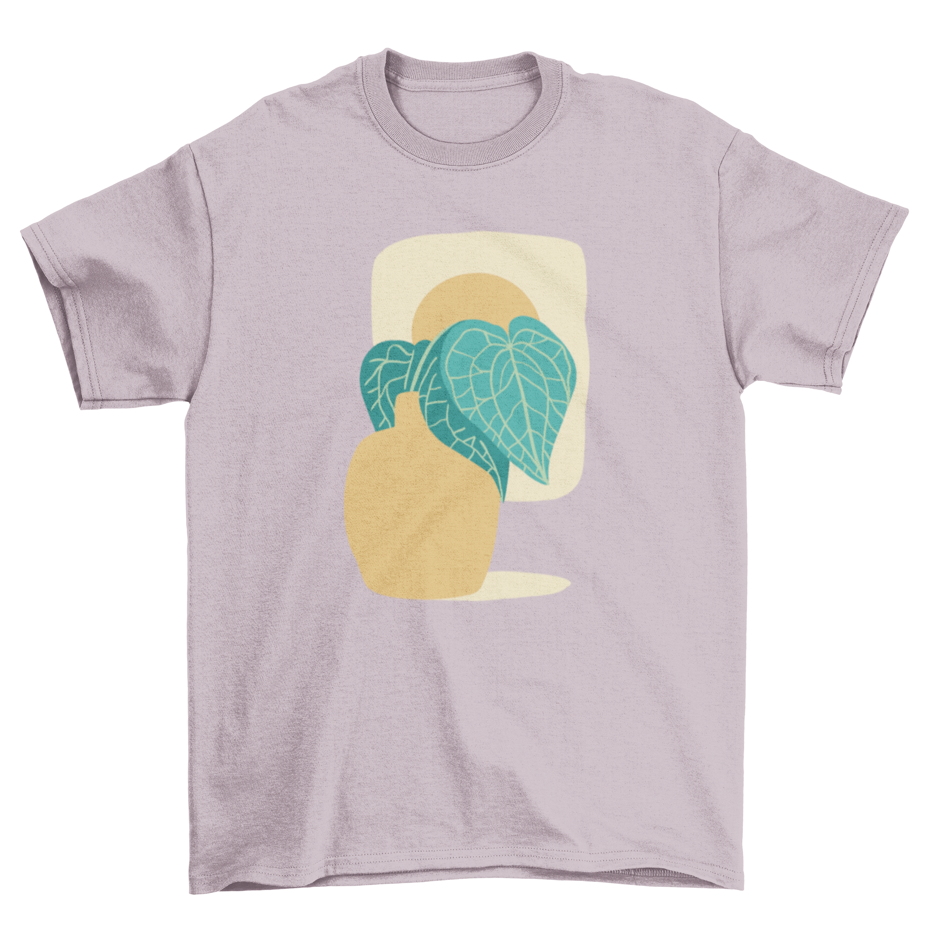 A stylish t-shirt featuring a colorful plant design in stroke style, perfect for nature lovers.