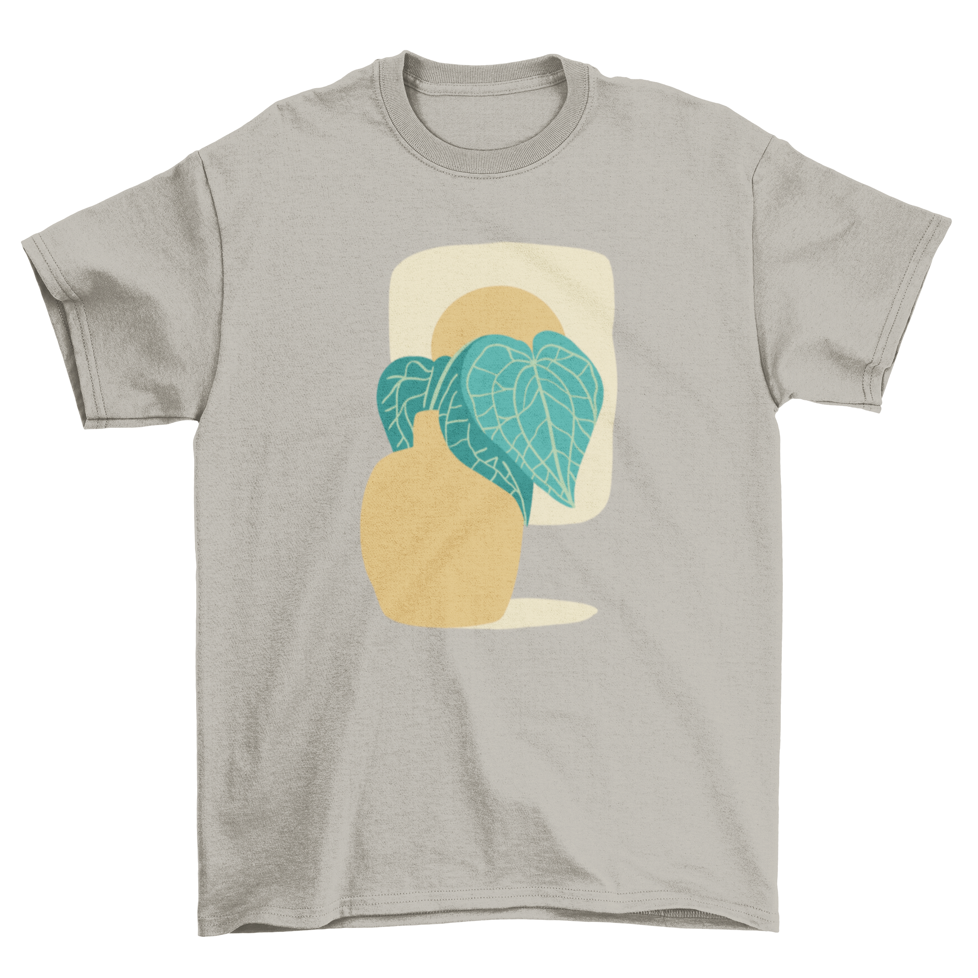 A stylish t-shirt featuring a colorful plant design in stroke style, perfect for nature lovers.