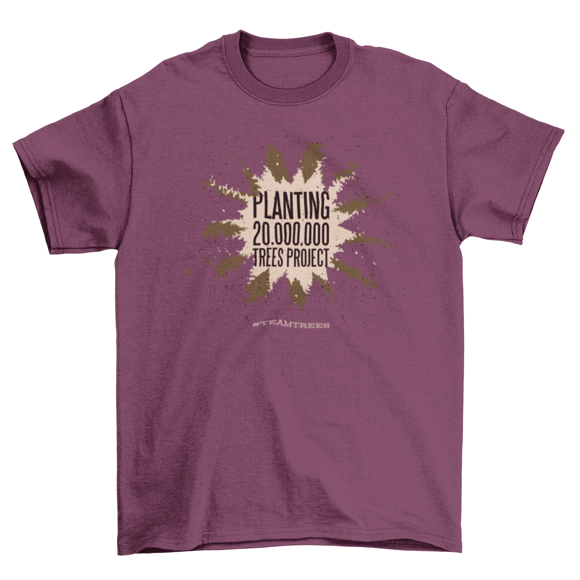Planting Quote T-Shirt featuring the quote 'Planting 20,000,000 trees project' with tree silhouettes.