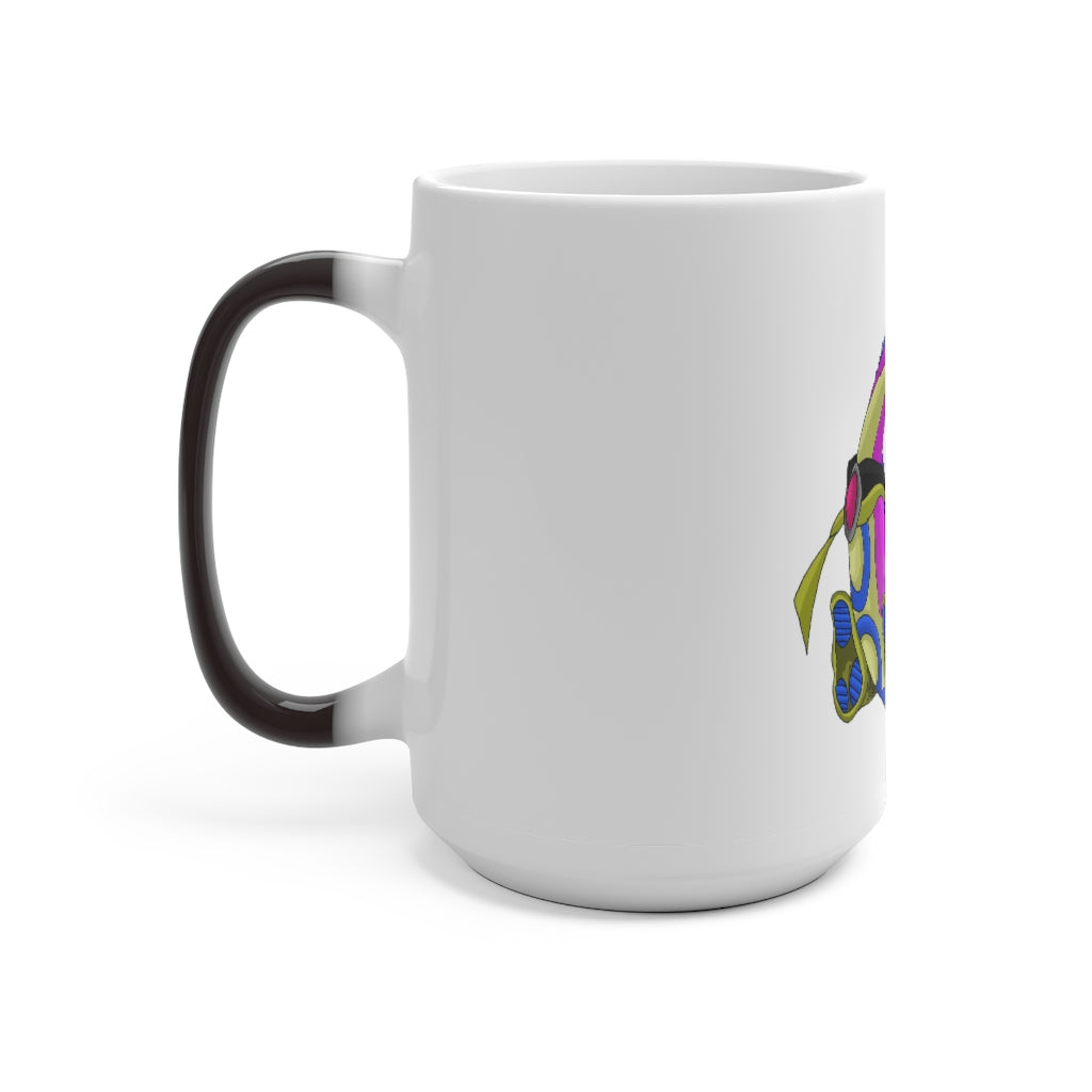 Platipus Color Changing Mug showcasing vibrant colors when filled with hot liquid, featuring a sleek white ceramic design.