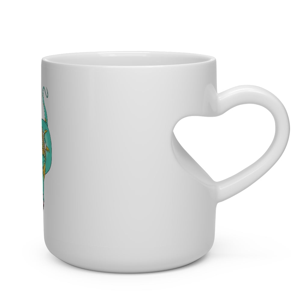 Plumrikamos Heart Shape Mug in white ceramic with a heart-shaped handle, perfect for hot beverages.