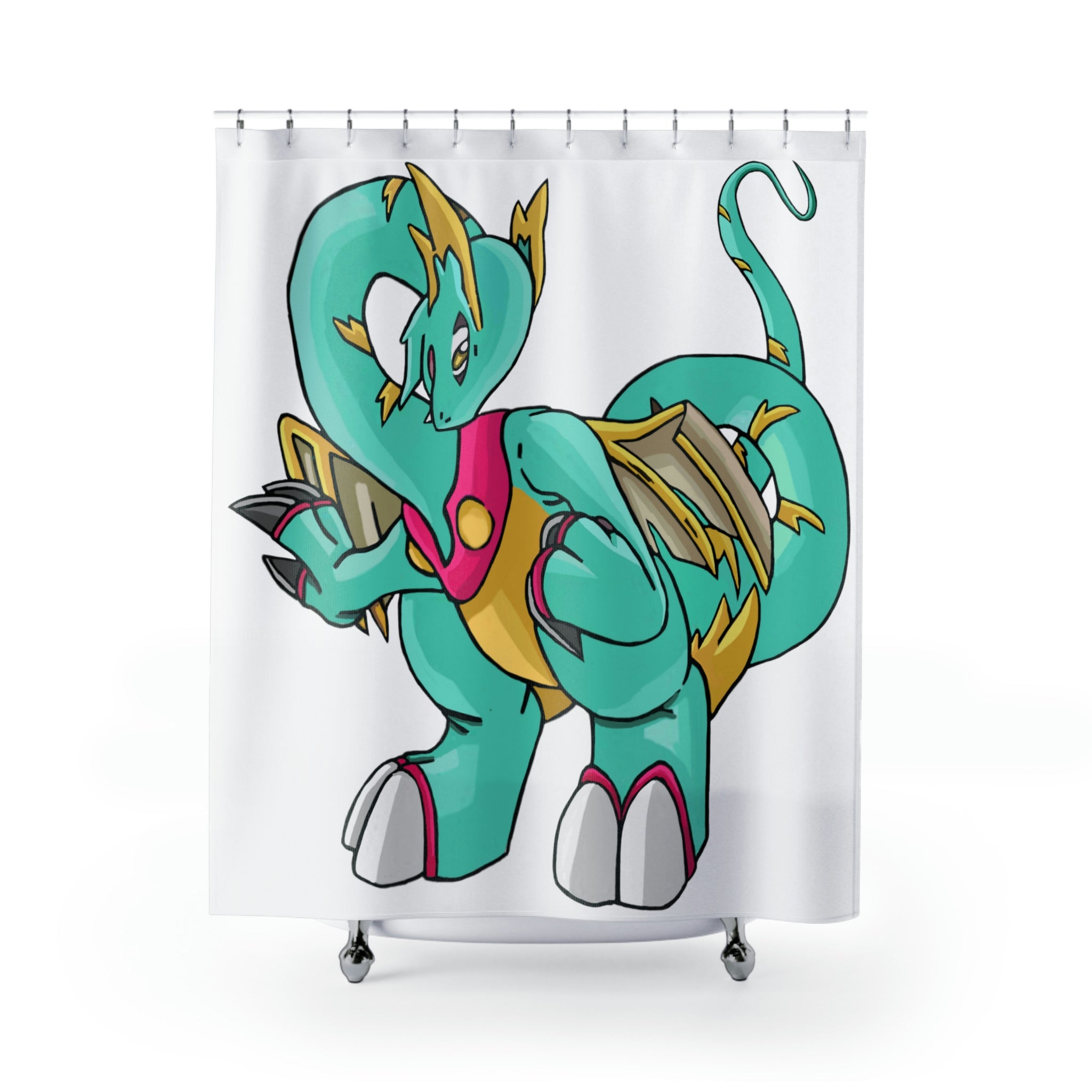 Plumrikamos Shower Curtain featuring vibrant custom designs on durable polyester fabric, ideal for bathroom decor.