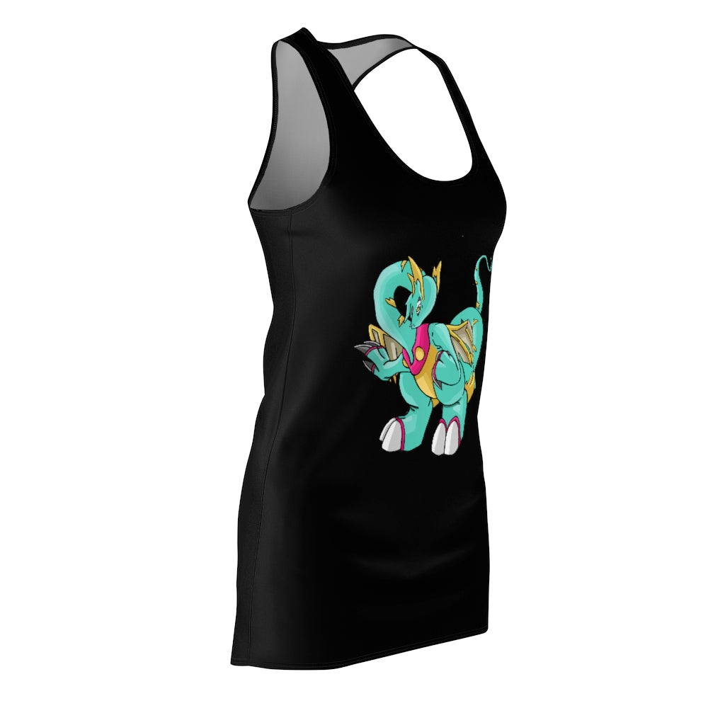 Plumrikamos Women's Cut & Sew Racerback Dress showcasing a stylish design with a sporty fit, made from lightweight polyester fabric.