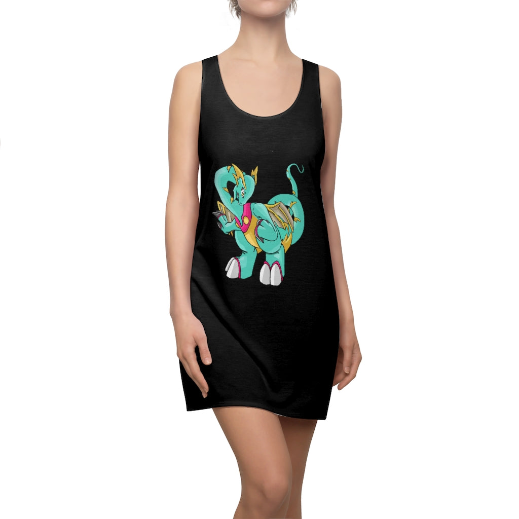 Plumrikamos Women's Cut & Sew Racerback Dress showcasing a stylish design with a sporty fit, made from lightweight polyester fabric.