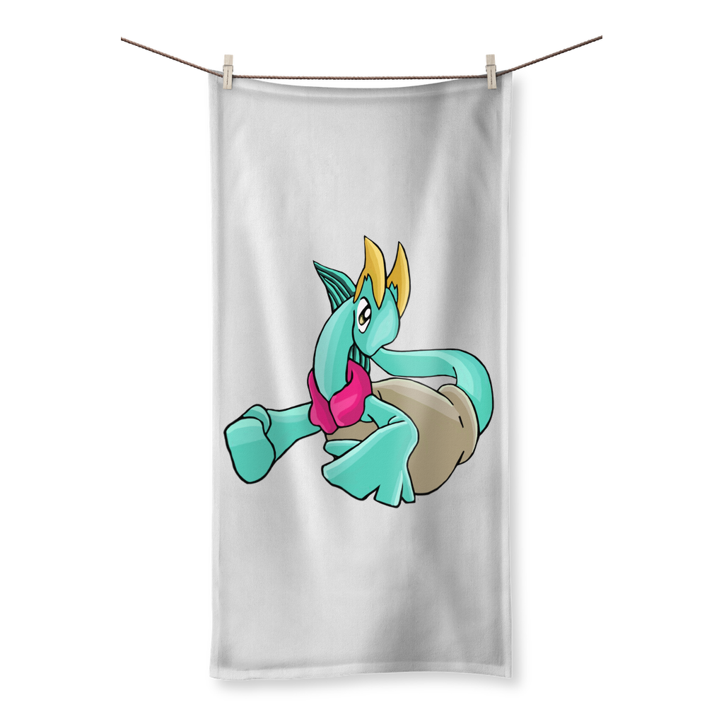 Plumyu Sublimation All Over Towel showcasing vibrant sublimation print on one side and soft cotton backing on the other.