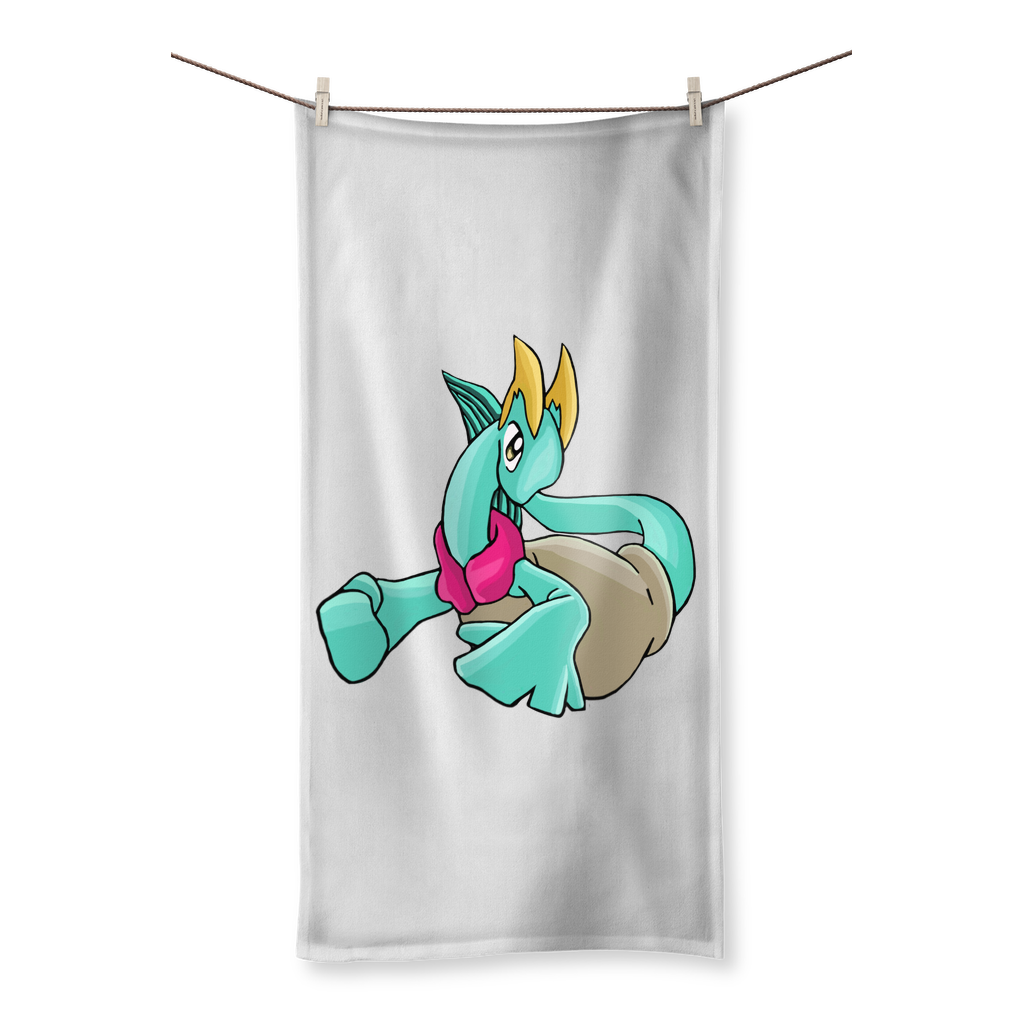 Plumyu Sublimation All Over Towel showcasing vibrant sublimation print on one side and soft cotton backing on the other.