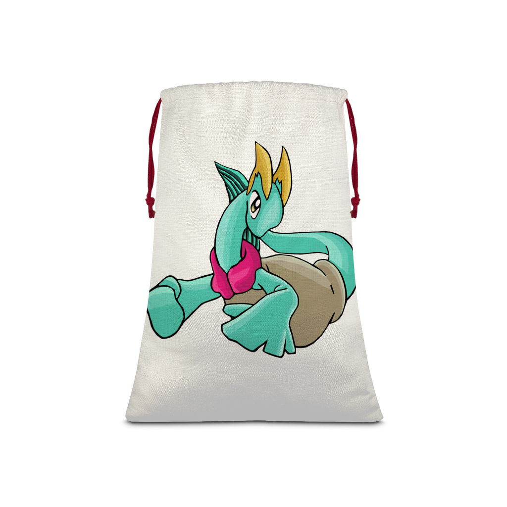 Plumyu Sublimation Linen Drawstring Sack with red drawstring, showcasing its linen effect and eco-friendly print.