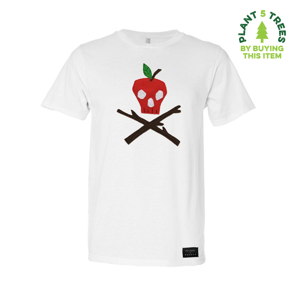 Poison Apple Men's Shirt featuring unique appliquéd felt designs, handmade and eco-friendly.