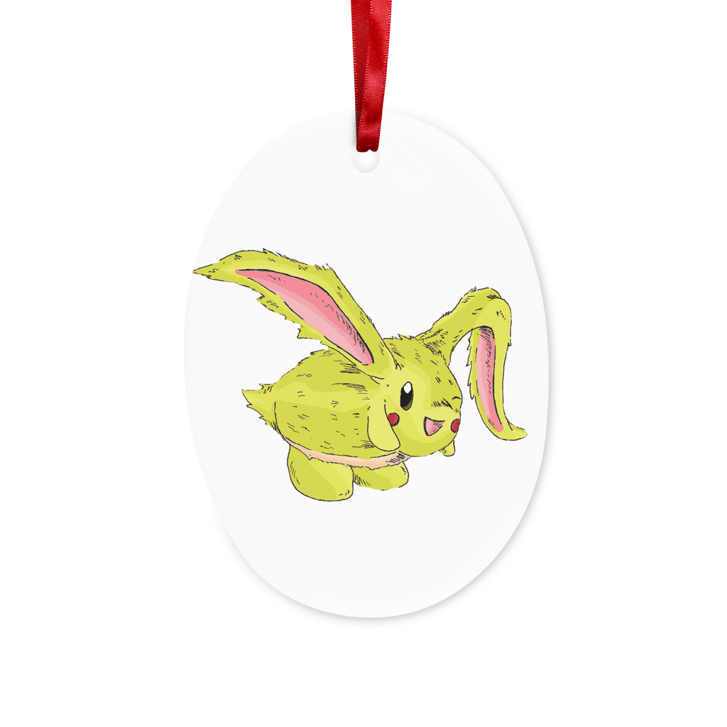 Pon-Pon Ceramic Hanging Ornament with red ribbon and gold string, perfect for Christmas decoration.