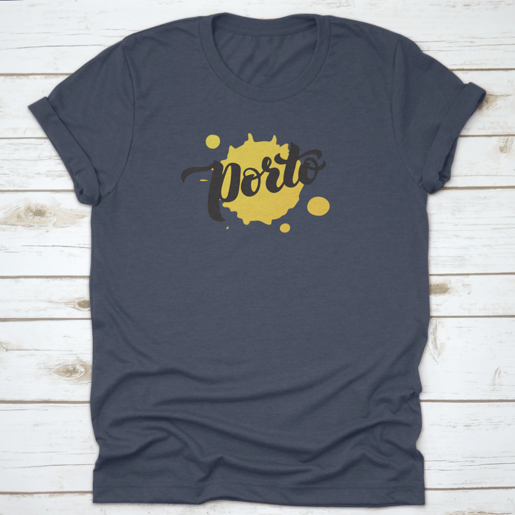 Porto Logo Brush Font Calligraphy Lettering displayed on a vibrant yellow watercolor background, showcasing artistic design.