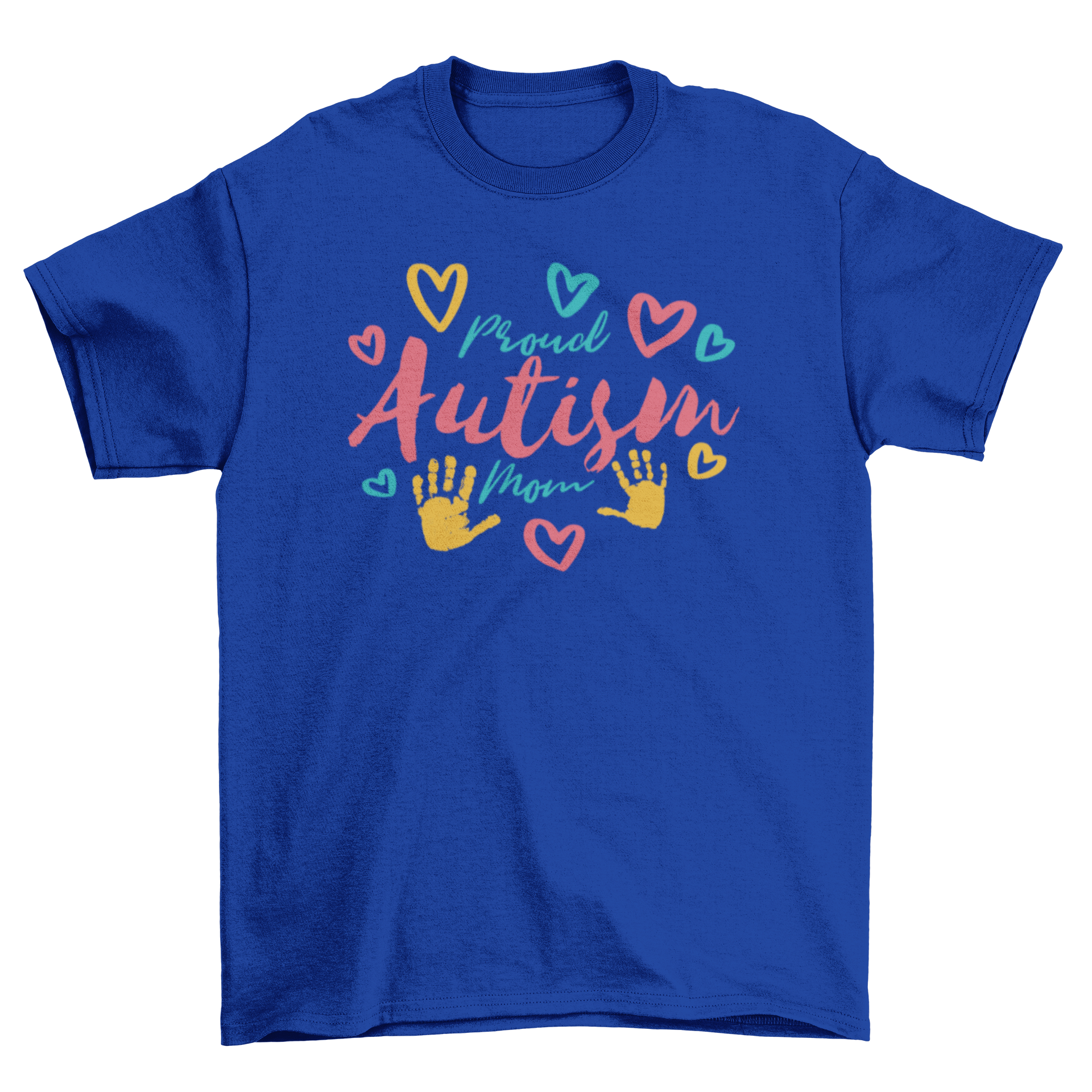 Proud Autism Mom T-shirt featuring stylish lettering design in vibrant colors.