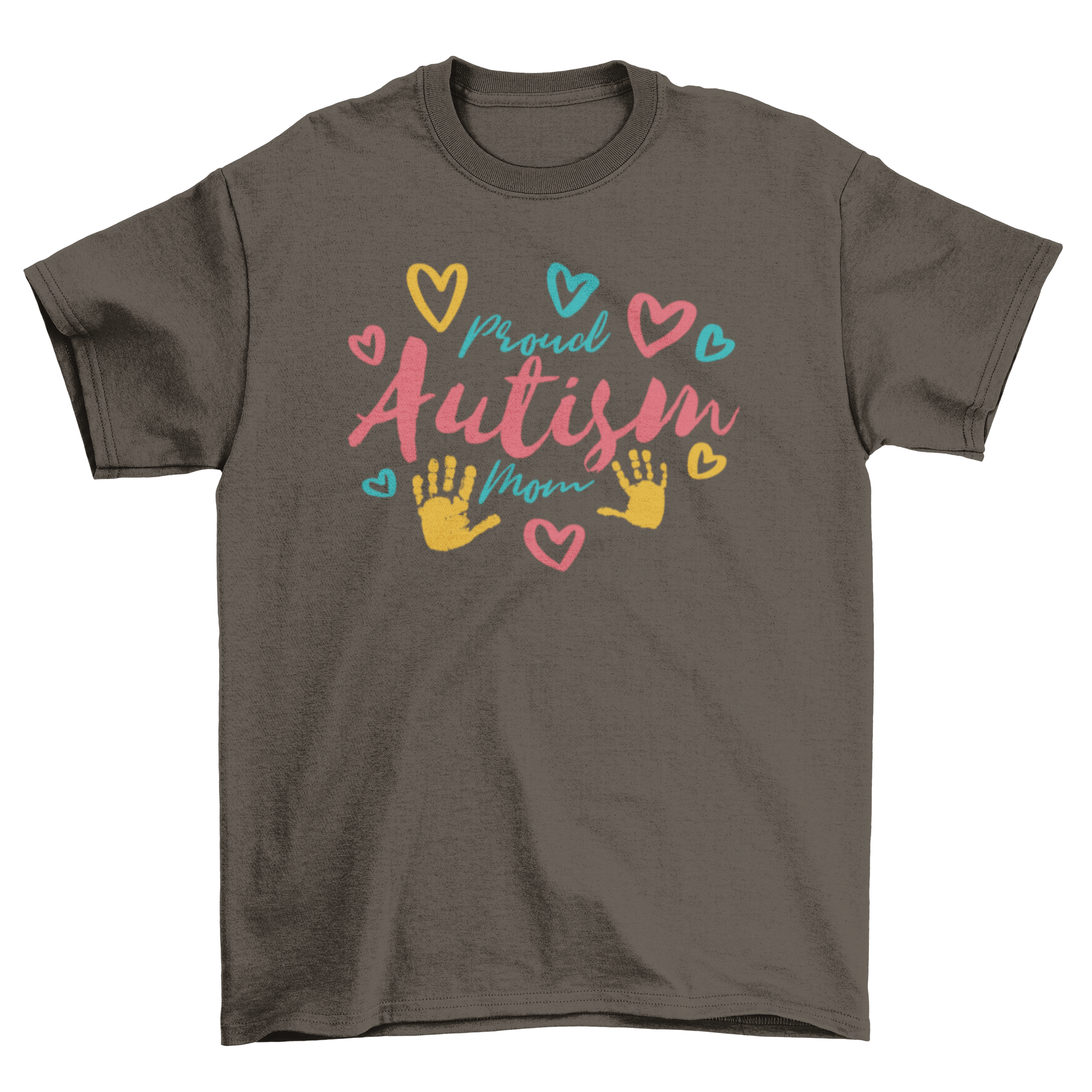 Proud Autism Mom T-shirt featuring stylish lettering design in vibrant colors.