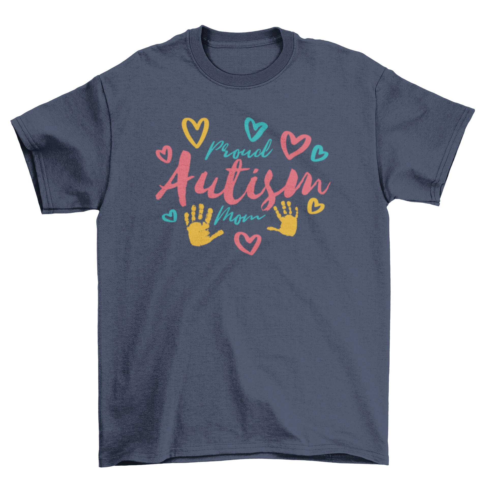 Proud Autism Mom T-shirt featuring stylish lettering design in vibrant colors.