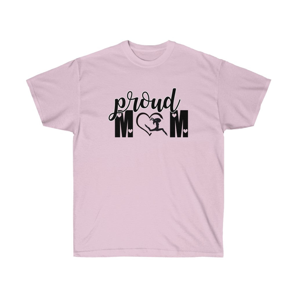 A Proud Ballet Mom T-Shirt featuring a stylish design, perfect for ballet enthusiasts.