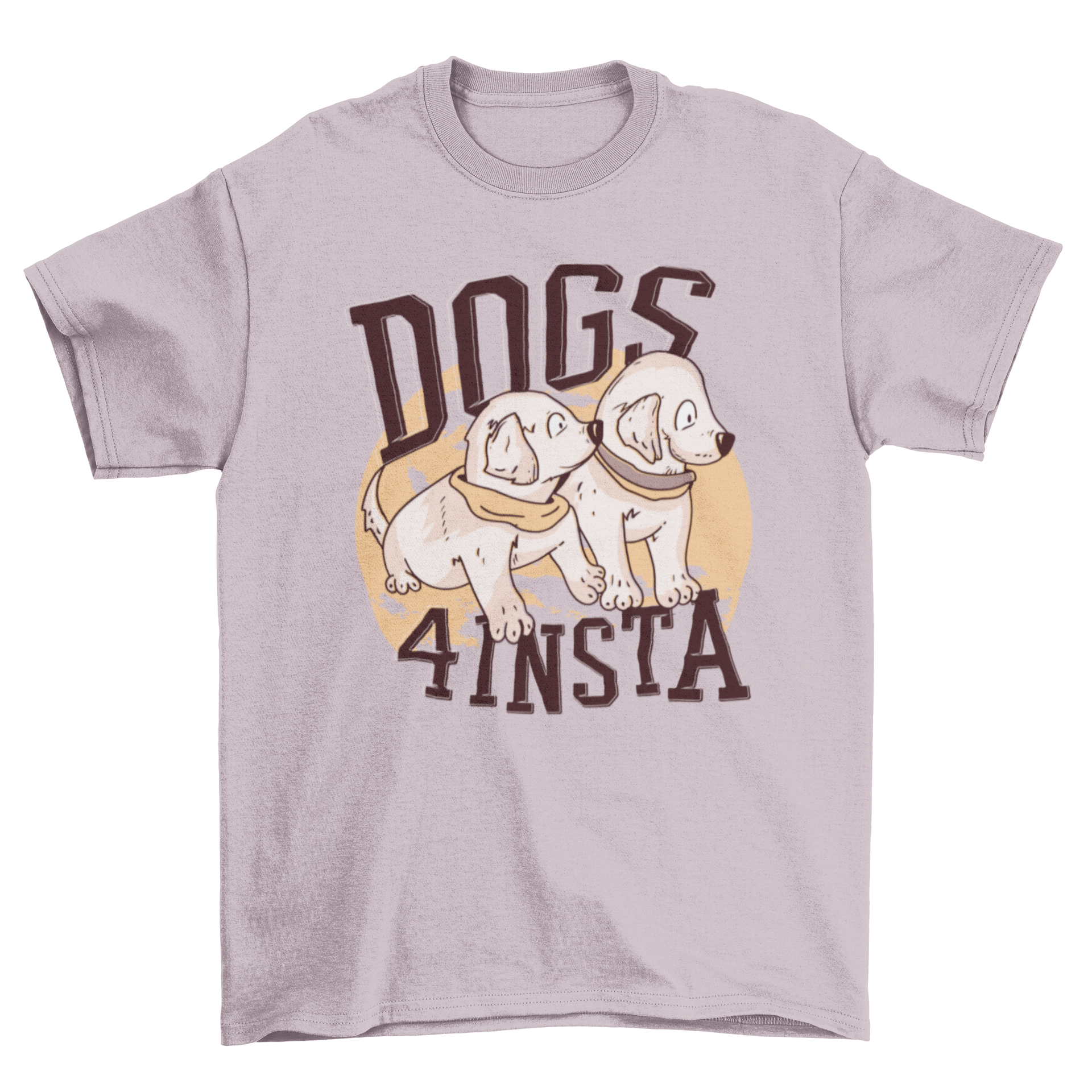 A stylish T-shirt featuring two adorable puppies and the quote 'DOGS 4 INSTA', perfect for dog lovers.