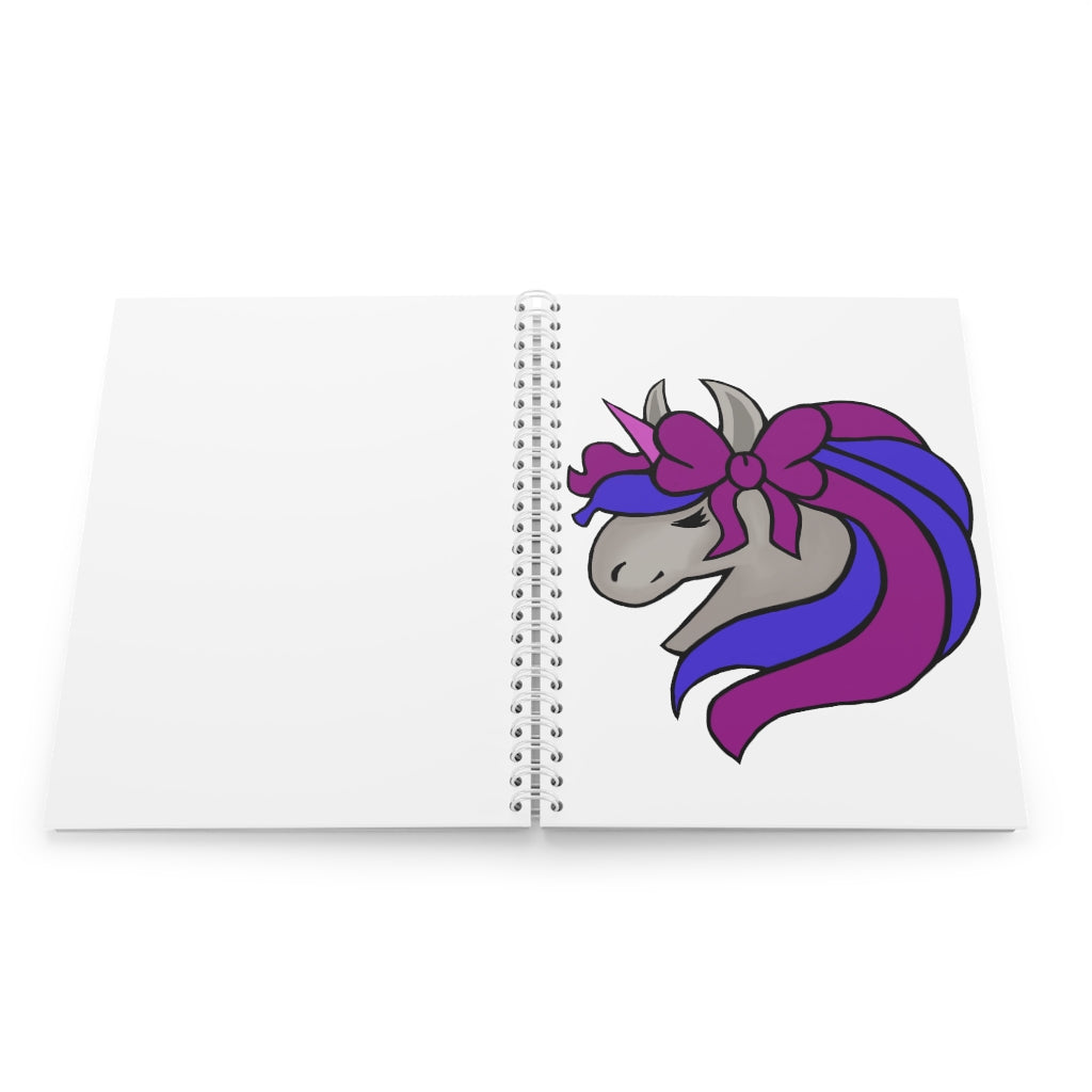 Purple Blue Unicorn Head Spiral Notebook with customizable covers and vibrant design.