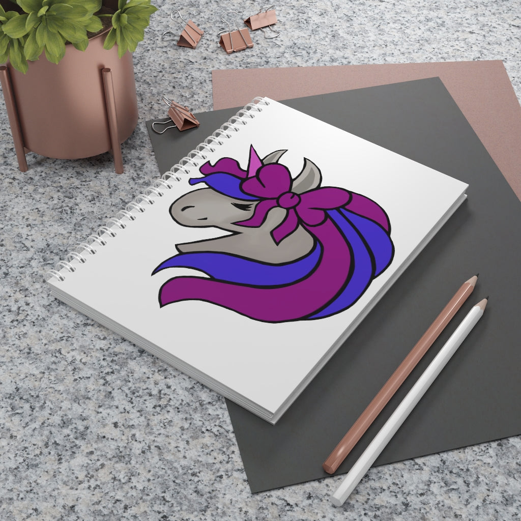 Purple Blue Unicorn Head Spiral Notebook with customizable covers and vibrant design.