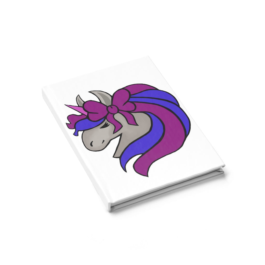 Purple Blue Unicorn Journal with ruled lines and a vibrant wraparound design, perfect for journaling and writing.