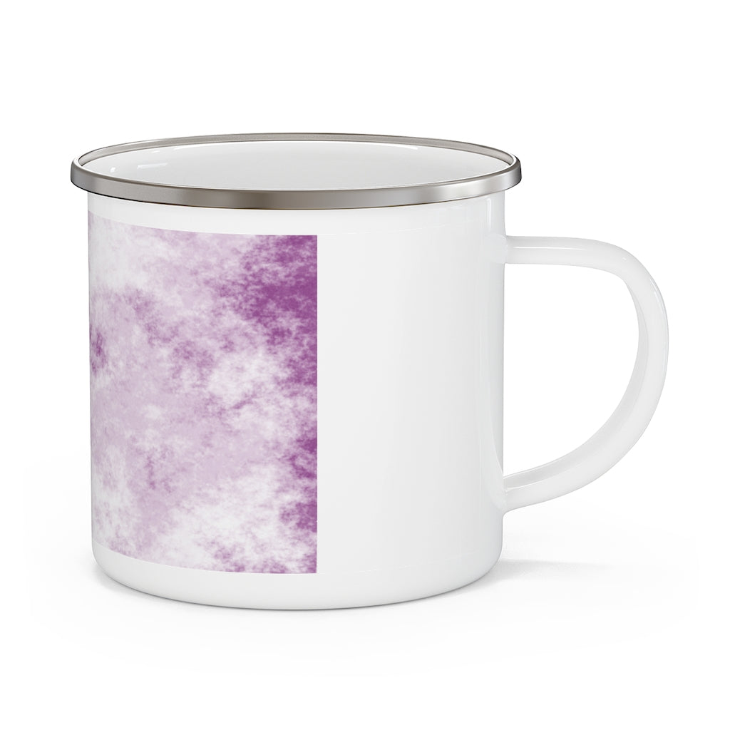 Purple Cloud Enamel Camping Mug with a stylish design, featuring a C-handle and durable enamel finish, perfect for outdoor adventures.