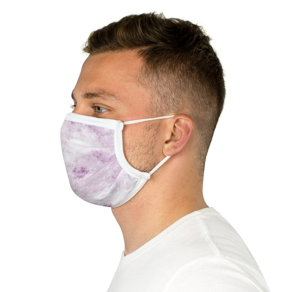 Purple Clouds Cotton Face Mask featuring a beautiful purple cloud design, made from 100% cotton with adjustable earloops and nose wire.