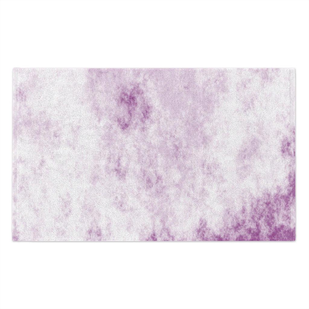 Purple Clouds Rally Towel featuring a soft polyester front and absorbent cotton backing, measuring 11x18 inches.