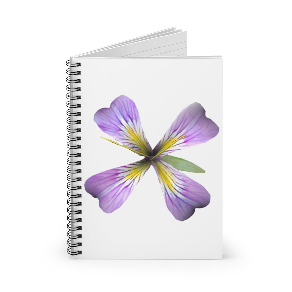 Purple Flower Spiral Notebook with ruled line pages and durable cover, featuring a vibrant floral design.