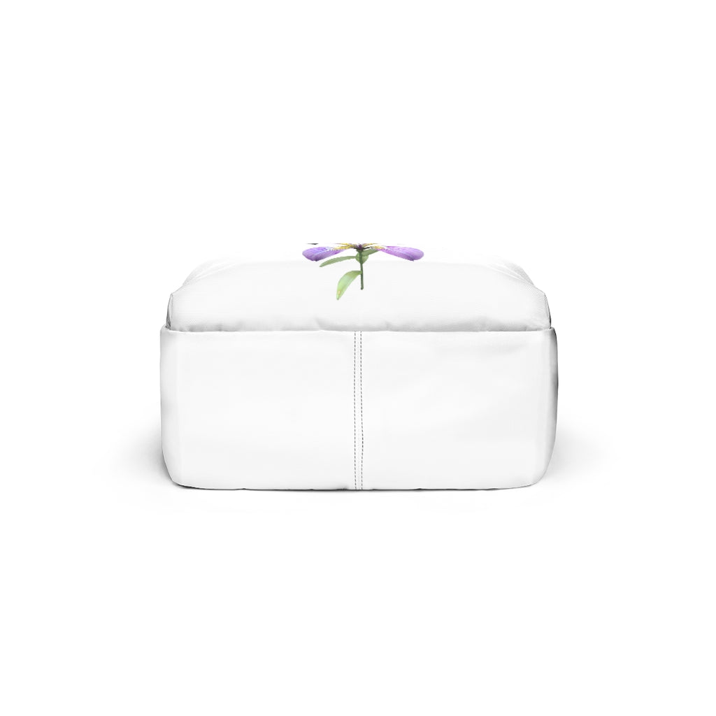 Purple Flower Unisex Classic Backpack showcasing vibrant floral design and adjustable straps.