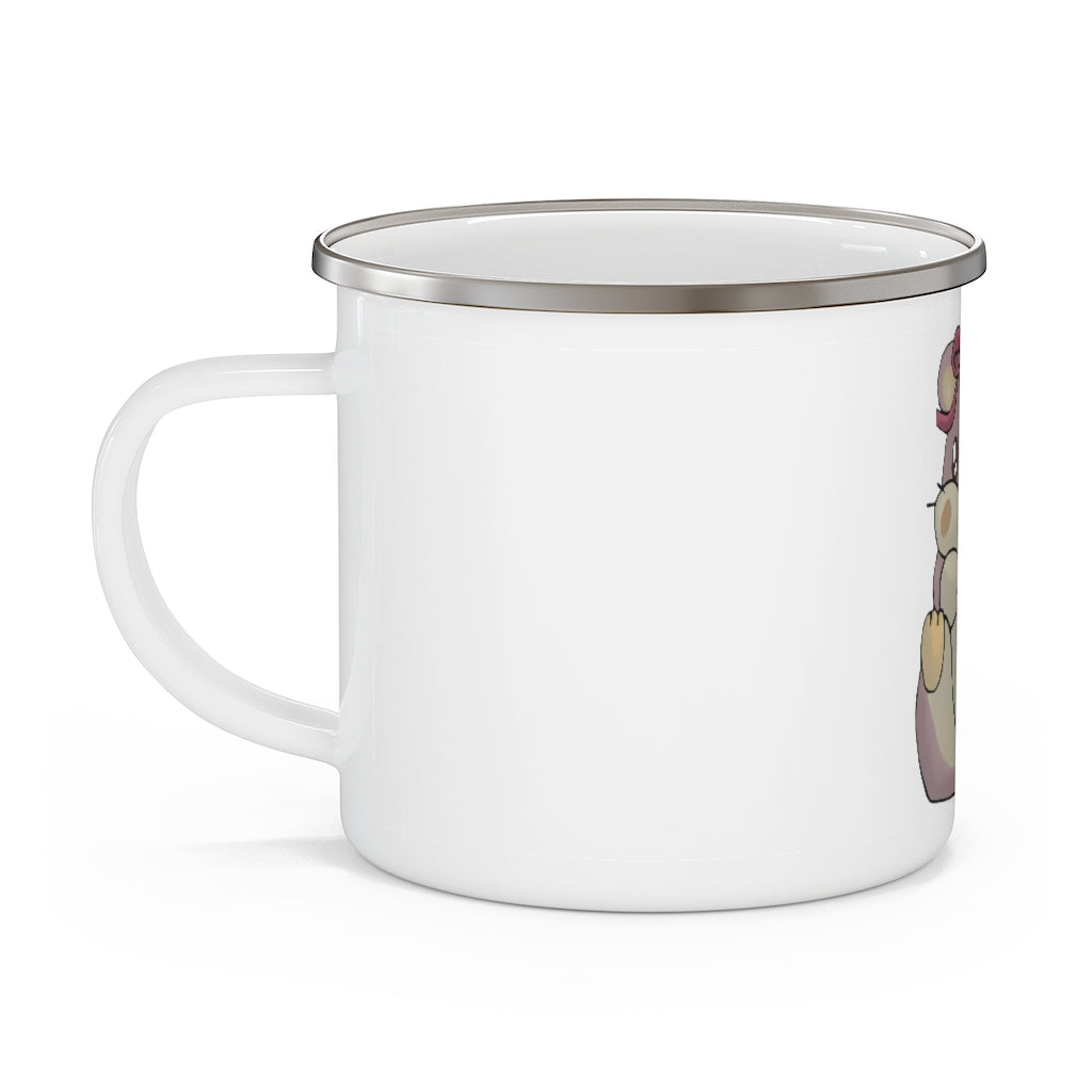 Purple Hamster Enamel Camping Mug with a vibrant design, featuring a cute hamster graphic and a sturdy C-handle.