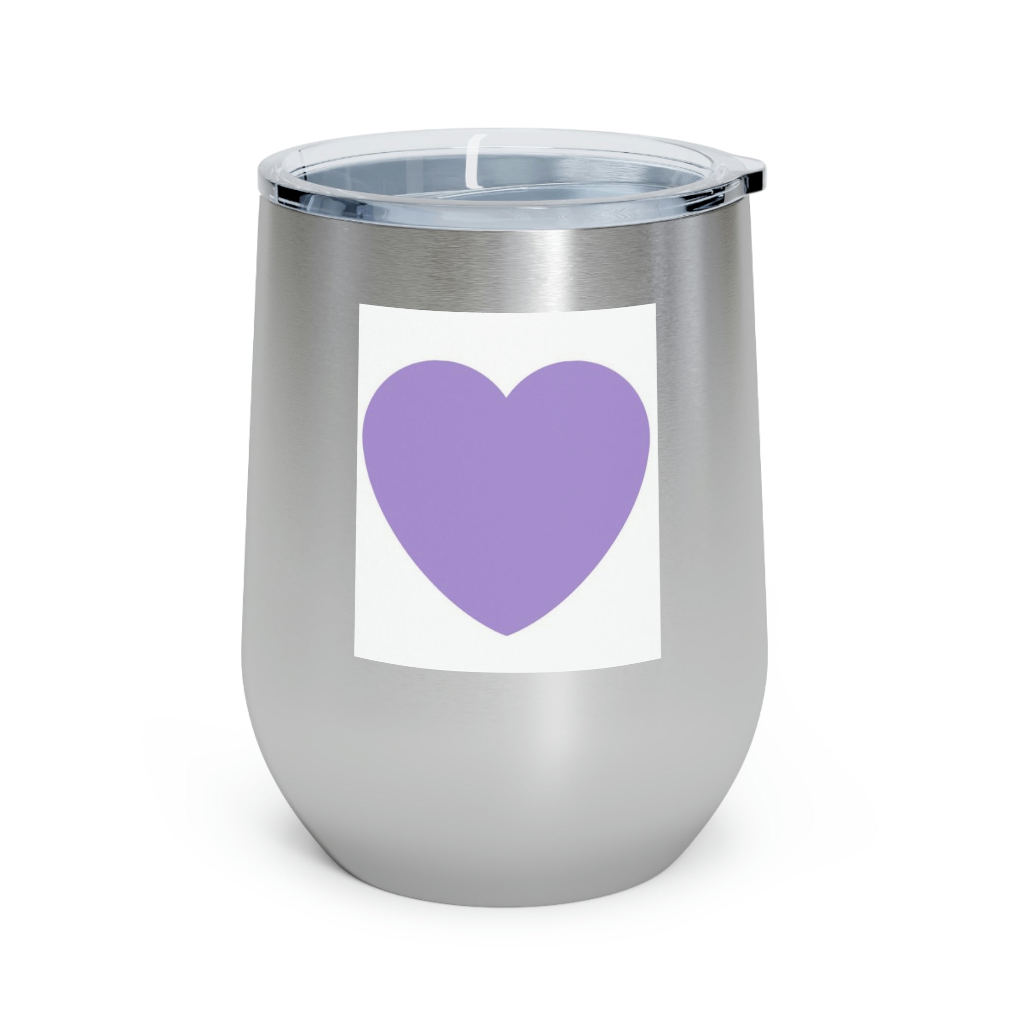 Purple Heart Wine Tumbler with clear lid, showcasing its stylish design and double insulation features.