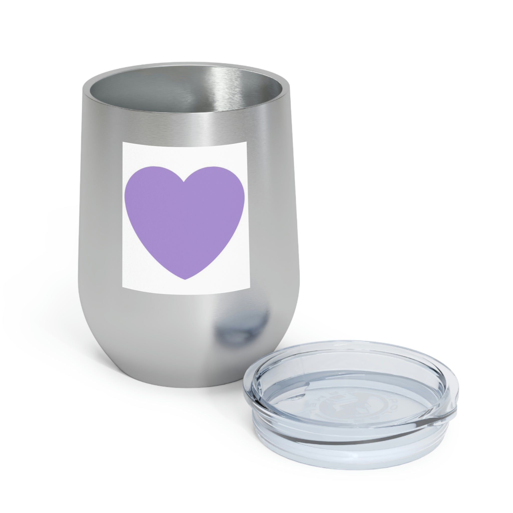 Purple Heart Wine Tumbler with clear lid, showcasing its stylish design and double insulation features.