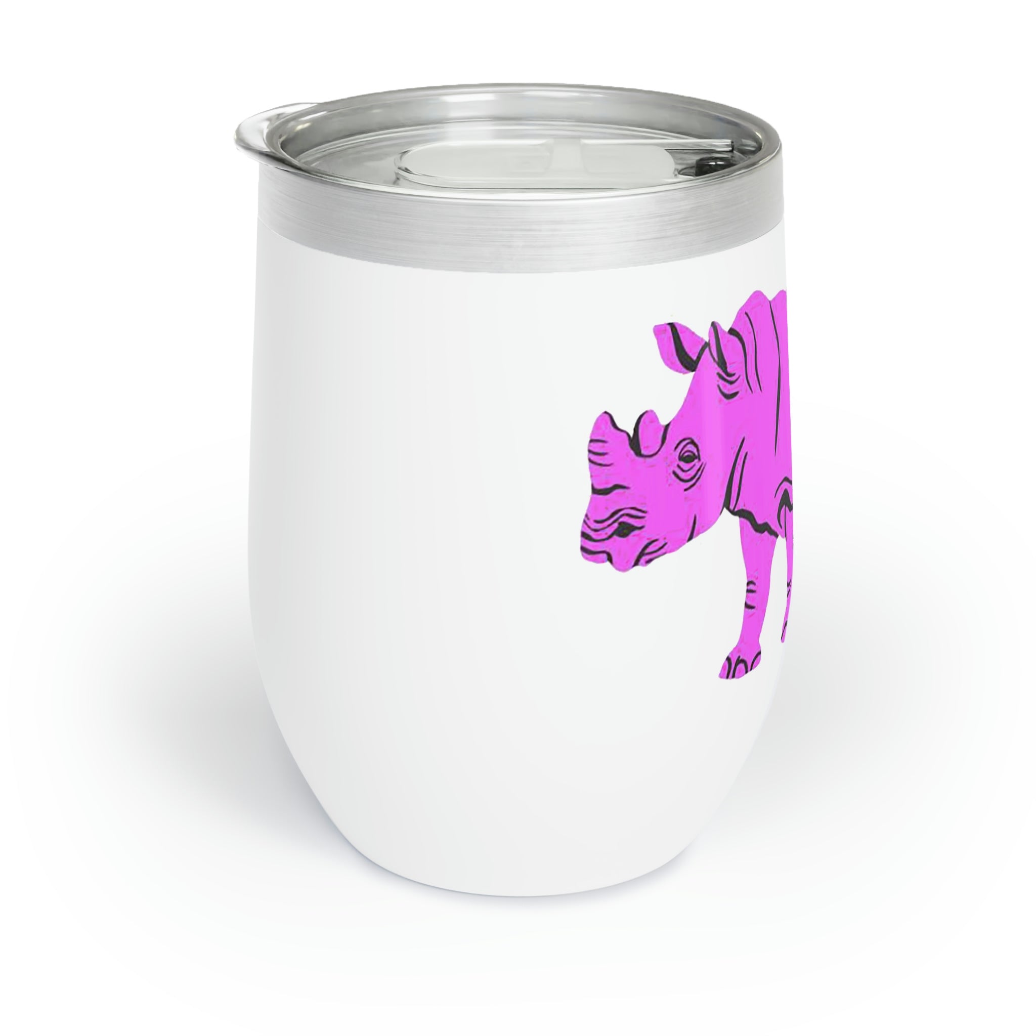 Purple Rhino Chill Wine Tumbler in vibrant purple, showcasing its stainless steel, stemless design and double-insulated walls.