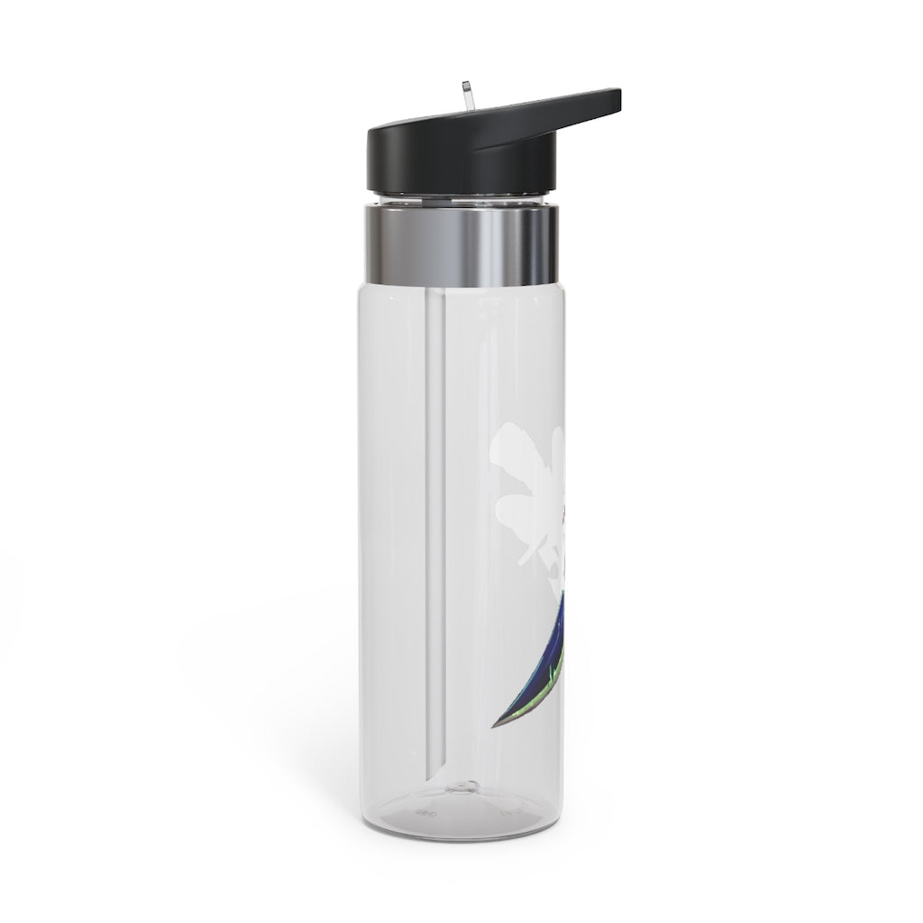 Purple Ribbon Sword Kensington Tritan™ Sport Bottle, 20oz with a screw-on lid and carabiner hook, showcasing its durable design.