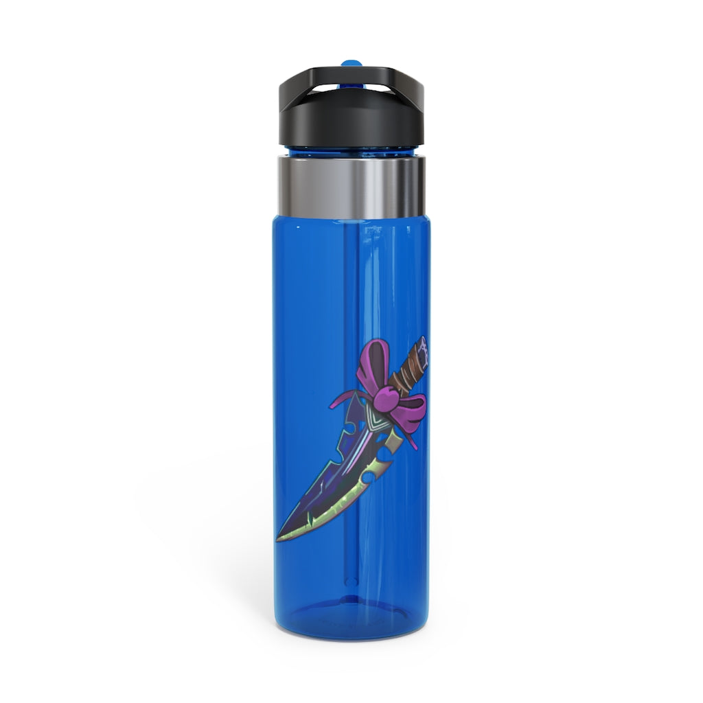 Purple Ribbon Sword Kensington Tritan™ Sport Bottle, 20oz with a screw-on lid and carabiner hook, showcasing its durable design.