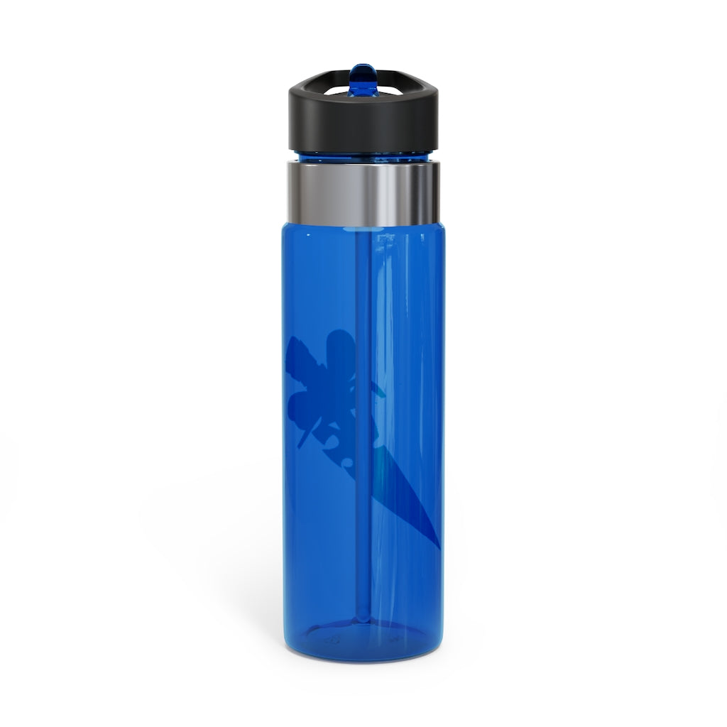 Purple Ribbon Sword Kensington Tritan™ Sport Bottle, 20oz with a screw-on lid and carabiner hook, showcasing its durable design.