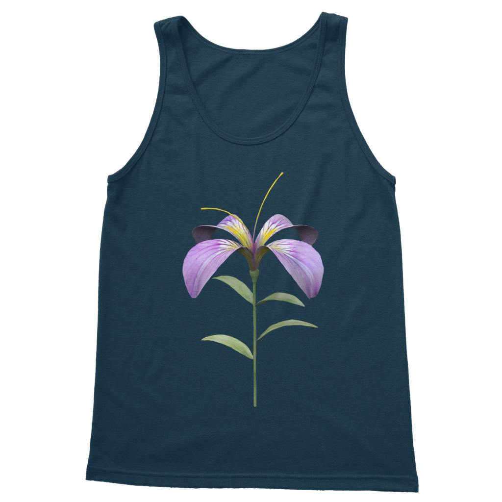 PurpleFlower2 Classic Adult Vest Top in various colors, showcasing its unisex design and comfortable fit.
