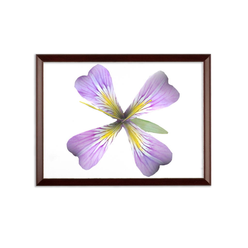 PurpleFlower3 Sublimation Wall Plaque with brown wooden frame and white printable surface.