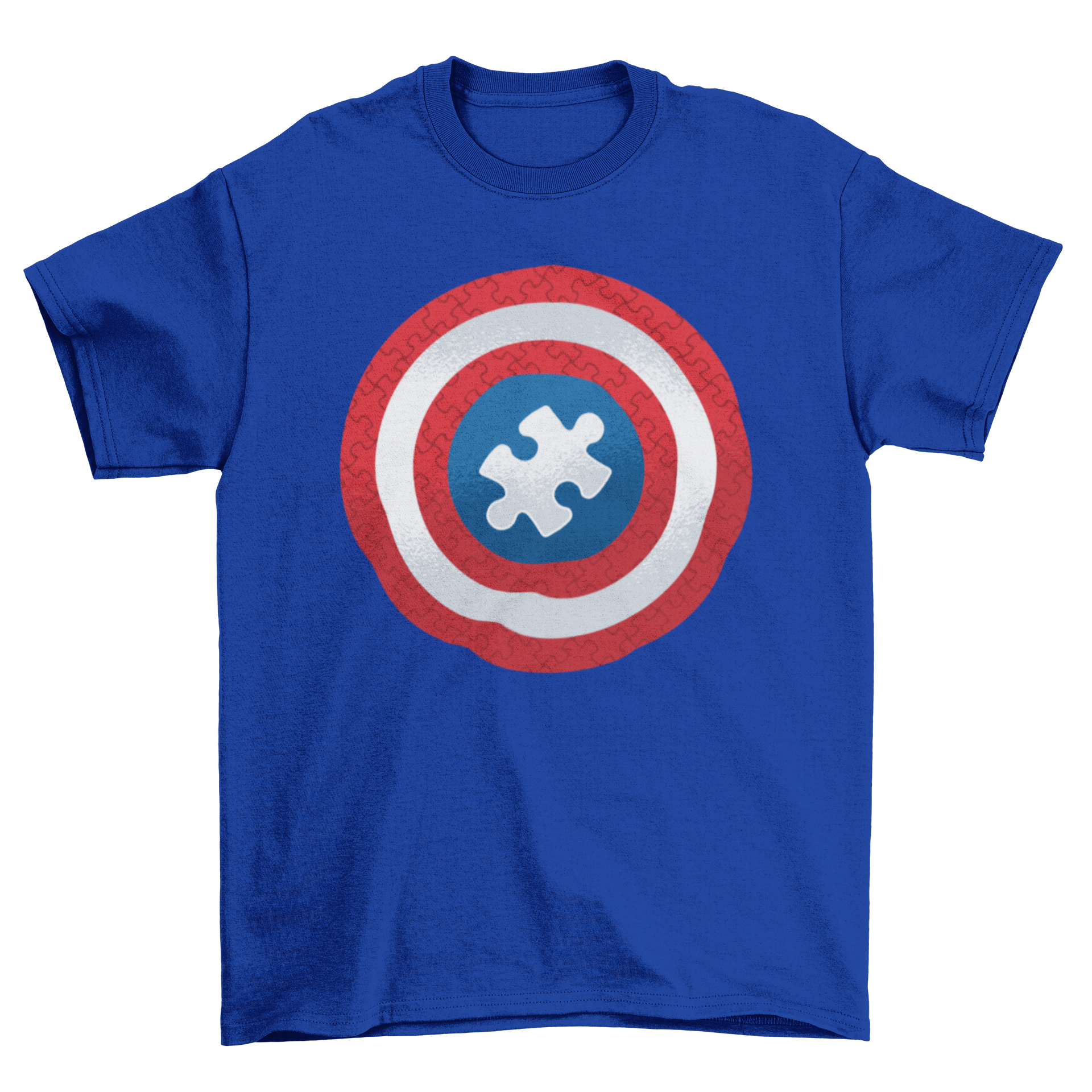 Puzzle Shield T-Shirt Design featuring a superhero shield with a puzzle piece in the center, ideal for various merchandise.