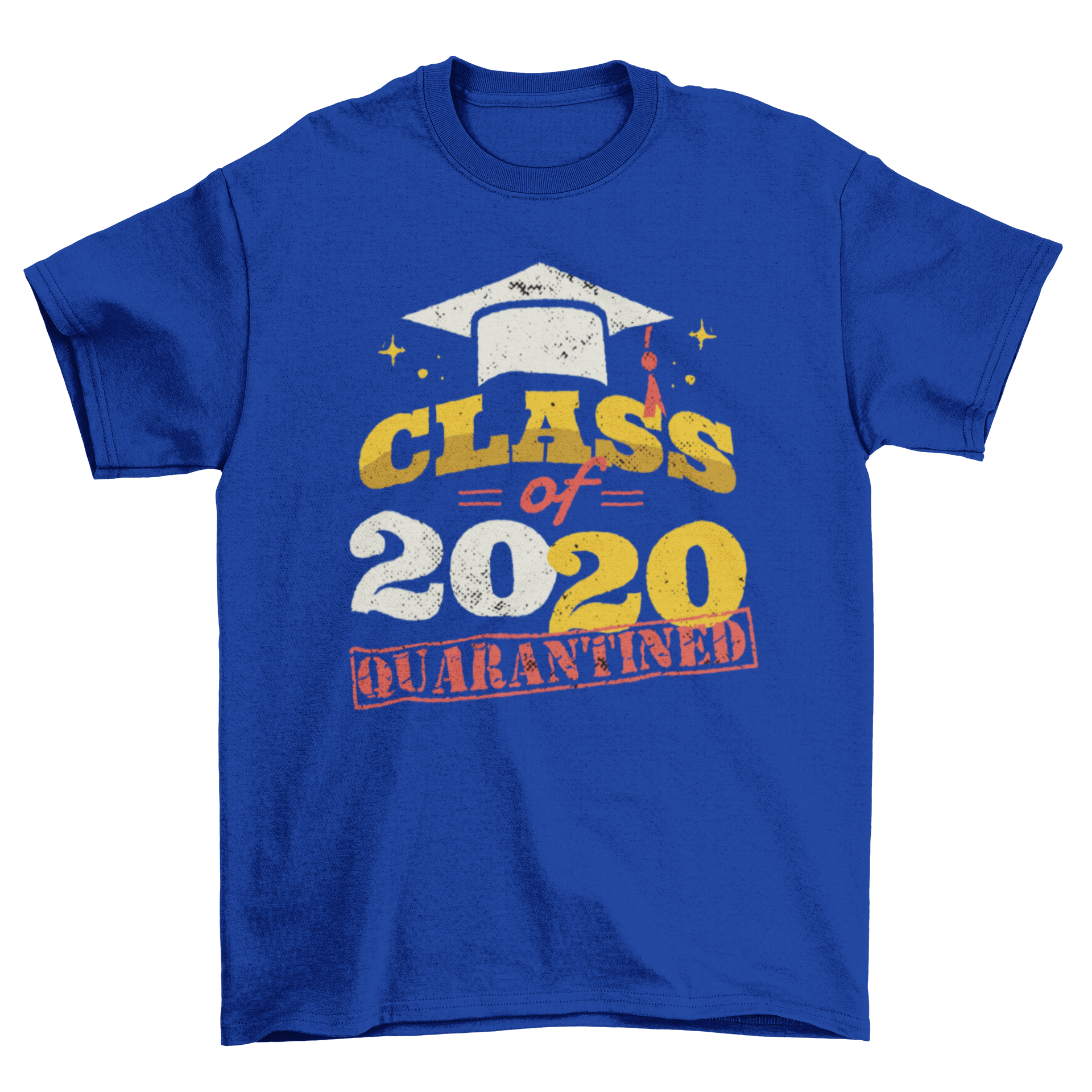 Quarantine Class 2020 T-shirt featuring a graduate hat and bold text.