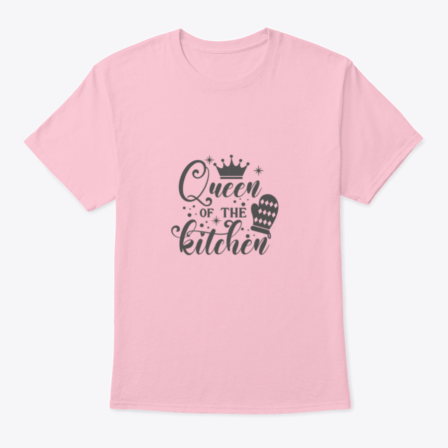 A stylish cotton t-shirt featuring the slogan 'Queen Of The Kitchen' in a fun vector design, perfect for cooking enthusiasts.