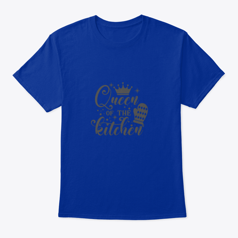 A stylish cotton t-shirt featuring the slogan 'Queen Of The Kitchen' in a fun vector design, perfect for cooking enthusiasts.