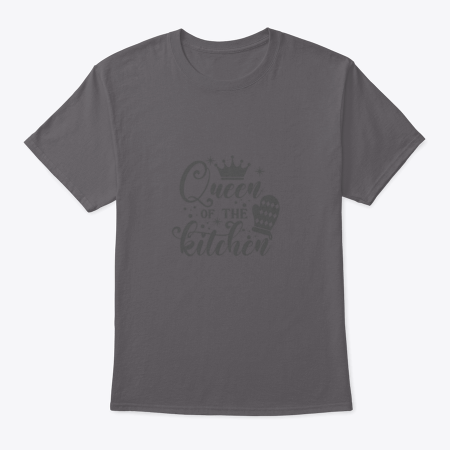 A stylish cotton t-shirt featuring the slogan 'Queen Of The Kitchen' in a fun vector design, perfect for cooking enthusiasts.