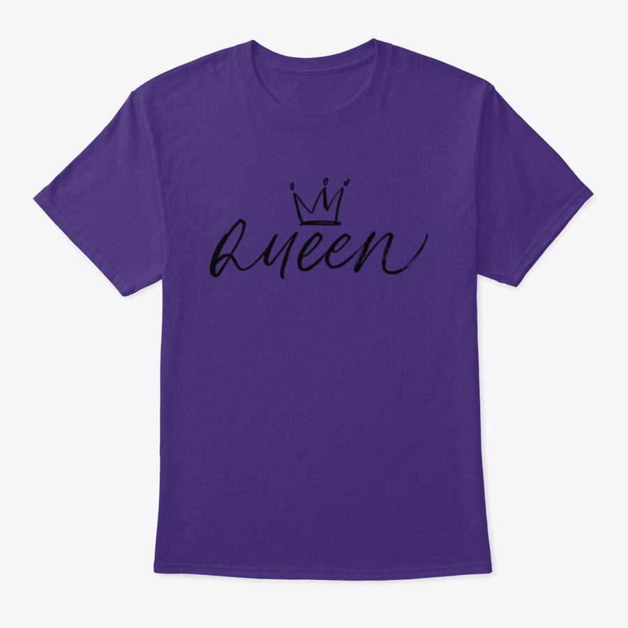 Queen Vector Brush Calligraphic T-Shirt featuring a stylish crown design, made from soft cotton fabric.