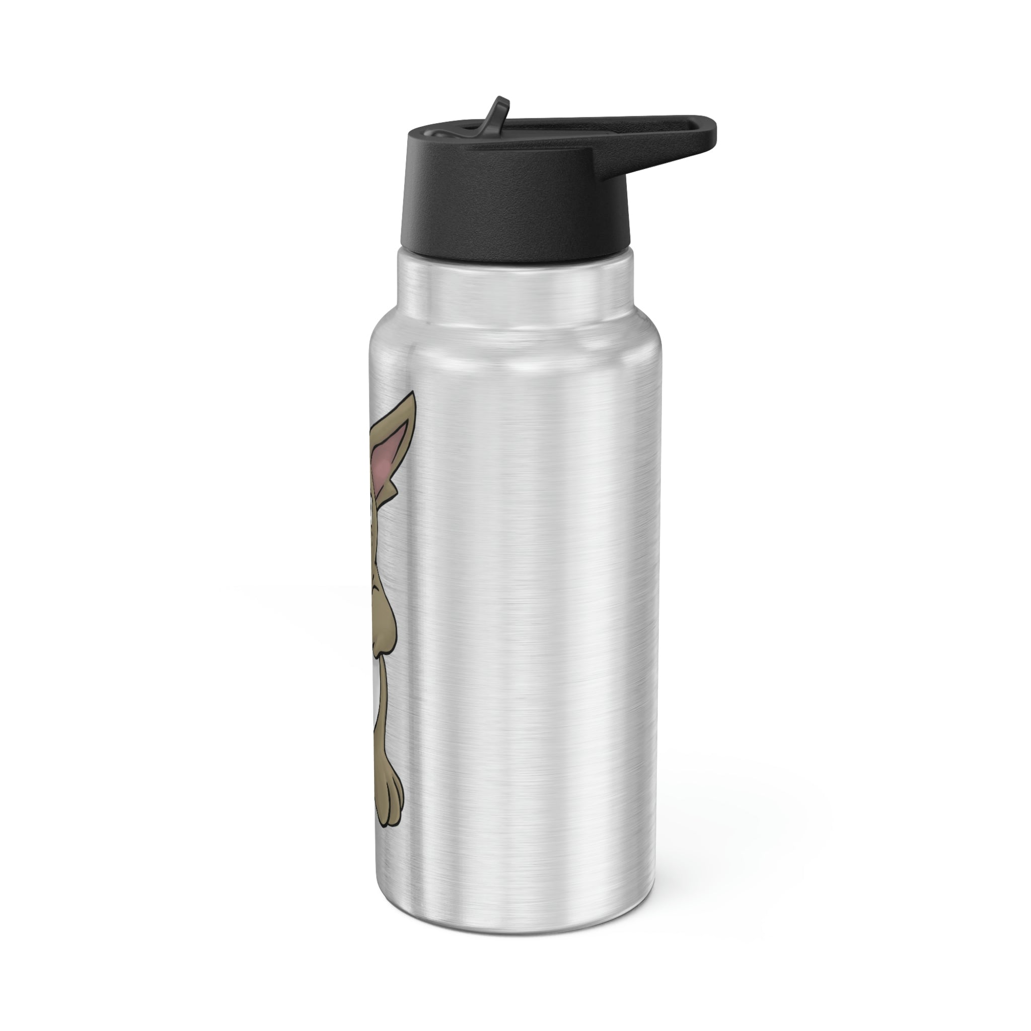 Rababab Gator Tumbler in stainless steel with a black plastic cap and straw, showcasing a customizable design.