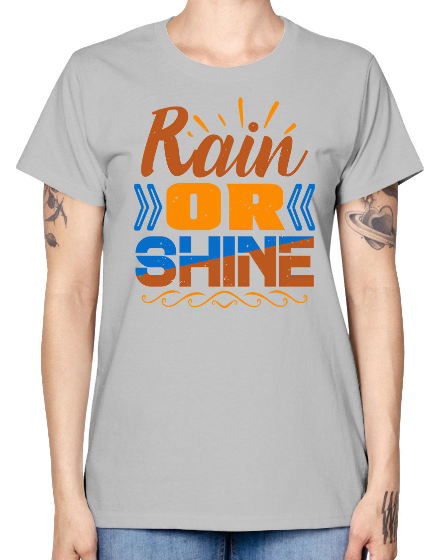 Rain or Shine-a Missy T-Shirt in various colors, showcasing its stylish design and comfortable fit.
