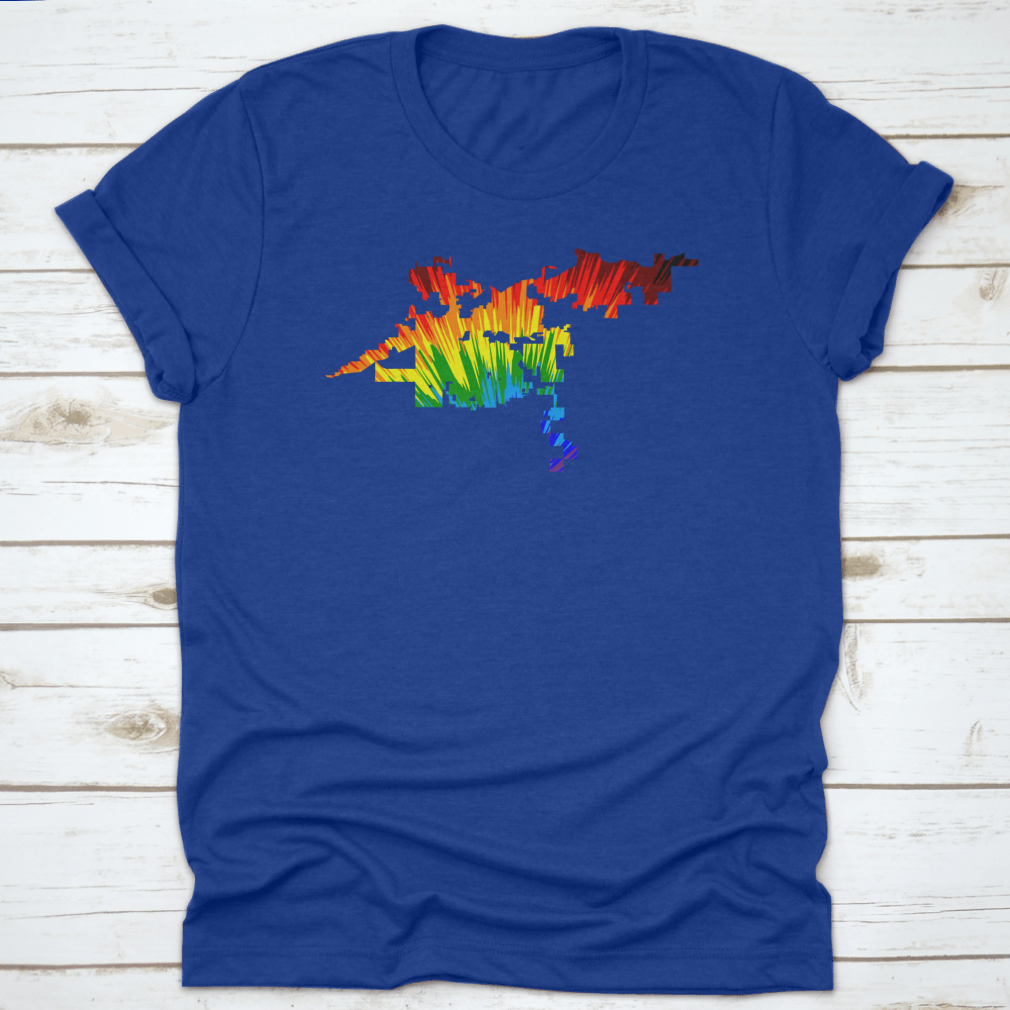 Vibrant Rainbow Abstract Colorful Pattern of Bakersfield City map design on a cotton fabric.