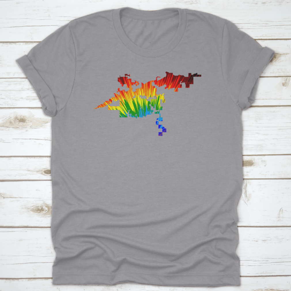 Vibrant Rainbow Abstract Colorful Pattern of Bakersfield City map design on a cotton fabric.